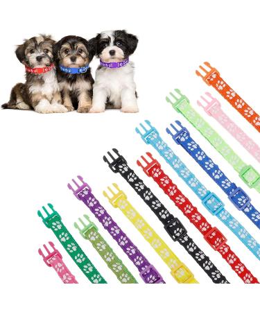 Heyu-Lotus 12-Pack Puppy Collars Paw Print Puppy Whelping Collars Quick Release Buckle Adjustable Leash Pet Safety Collars for Puppies and Cats (M) - Buy Online on SooperMarket.com