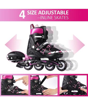 Kids Light Up Inline Skates - Adjustable Christmas Gift for Children in Black & Red - Size Medium (2-5) - Buy Online on SooperMarket.com