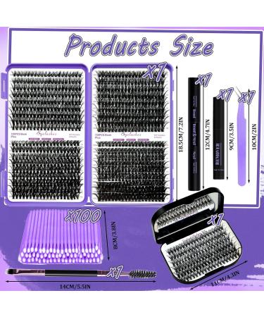 DNSGOOR DIY Lash Extension Kit 840Pcs D Curl Individual Lash Clusters Eyelashes Extension Set with Mirror Lash Storage Box Lash Bond&Seal Glue Remover Tweezers Lash Brush Applicator A-Lash Kit 30-60D - Buy Online on SooperMarket.com