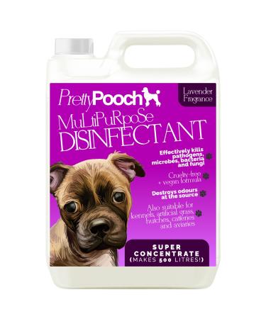 Pretty Pooch Multipurpose Disinfectant - Cleaner Sanitiser Deodoriser - Concentrated Formula - For Use in Kennels Catteries Hatches - Cruelty Free Formula - 1 x 5L (Lavender)