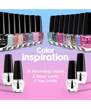 Nicole Miller 16 Color Nail Polish Set | Long Lasting Bright Colors + Base & Top Coats for Women & Teens - Shop Internationally - Buy Online on SooperMarket.com