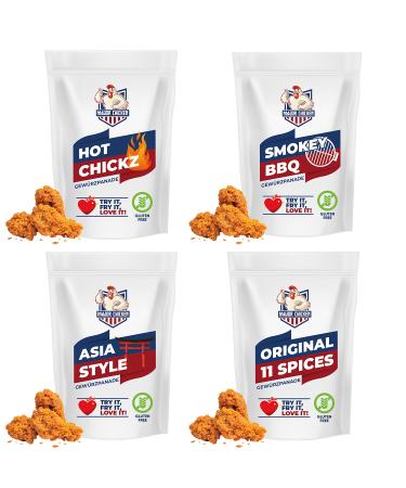 Major -chicken 4er Try mix set - chicken spice panade/chicken marinade 500g in 4 tastes - original spicy smokey & asia - breading for chicken wings hot wings and much more mix set 500 g (1 Pack)