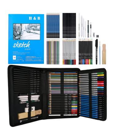 72PCS Drawing & Art Supplies Kit, Colored Sketching Pencils for Artists Kids Adults Teens, Professional Art Pencil Set with Case, Sketchpad, Watercolor & Metallic PencilIdeal Beginners Coloring Set