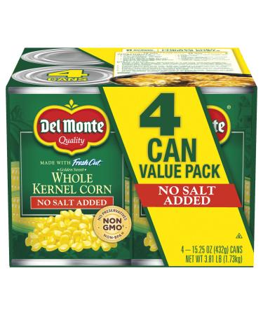 Del Monte Fresh Cut Golden Sweet Whole Kernel Corn With No Added Salt 4-15.25 Oz. Can, 15.25 Oz