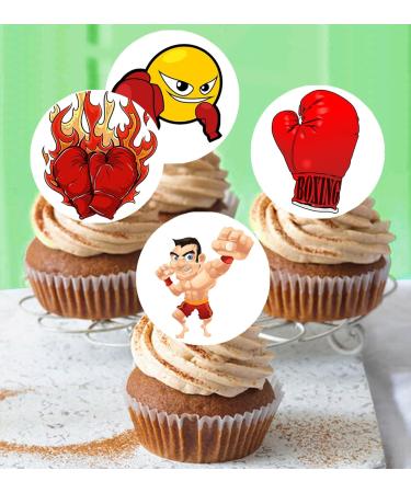 24 x Pre-Cut Boxing 5 Edible Stand up Wafer Paper Cupcake Toppers Cake Decorations Birthday Party Sport Martial Art - Buy Online on SooperMarket.com