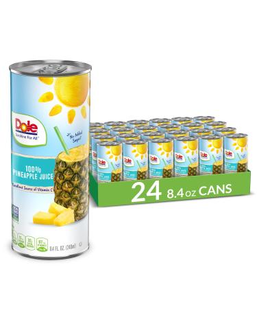 Dole 100% Pineapple Juice, 100% Fruit Juice with Added Vitamin C, 8.4 Fl Oz Cans, 24 Total Cans 8.4 Fl Oz (Pack of 24)