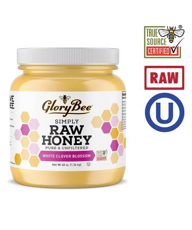GloryBee Raw White Clover Honey - Pure, Natural, Unfiltered - Made In U.S.A - 3 lb (48 Oz) - Sweeten Dishes & Beverages - Supports Bee Conservation - Buy Online on SooperMarket.com