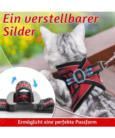 Rabbitgoo Adjustable Cat Harness & Leash Set - Reflective Soft Strap for Cats & Kittens - Red (1 Pack) - Ideal for International Shipping - Buy Online on SooperMarket.com