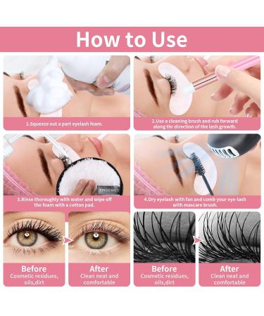 150ml Eyelash Extension Cleanser Kit | Kioooki Lash Shampoo with USB Mini Fan Brush & Makeup Remover Pad - Portable & Efficient Care for Lash Extensions - Buy Online on SooperMarket.com