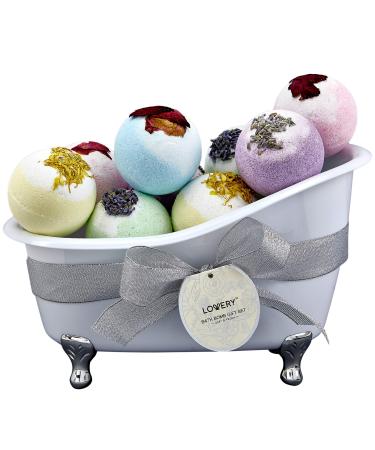 Fathers Day Gift Bath Bombs Gift Set for Women and Men  10 Oversized Two Tone Bath Fizzies with Shea & Coco Butter Dry Flower Petals  Rich Spa Bath Set in Cute Tub  Multiple Fragrances  Birthday Gifts Bath Bomb Balls