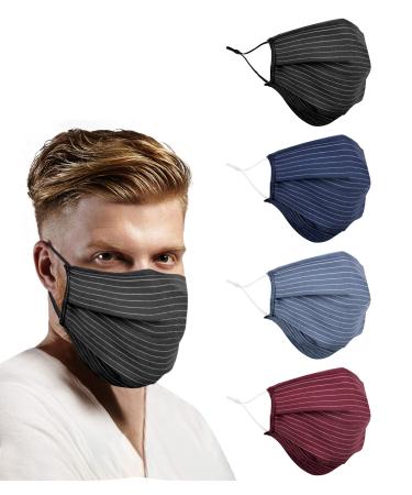 Gyothrig Reusable Fashion Face Beard Extra Large Cloth Adult Reversible Covering for Bearded Men Blue Star X-Large (Pack of 4)