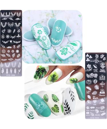 Nail Art Stamping Templates 8pcs Nail Stamping Templates with Nail Stamper and Scraper for DIY Nail Art Decoration Nail Salon Design - Buy Online on SooperMarket.com