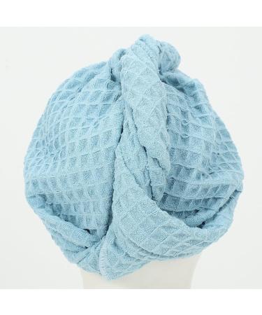 Buy Hair Drying Towel Turban - Waffle Button Wrap for Long Hair | Women's Shower Hair Wrap - Blue - Buy Online on SooperMarket.com