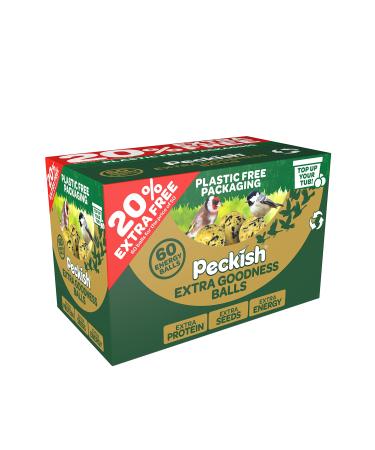 Peckish Extra Goodness Energy Balls 50 Box plus 20% Extra Free Green 1 Count (Pack of 1) 60 count (Pack of 1) Single