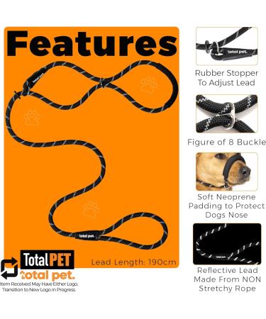 Total Pet Anti-Pull Figure 8 Dog Lead with Padded Nose Support - Medium/Large Black - Buy Online on SooperMarket.com
