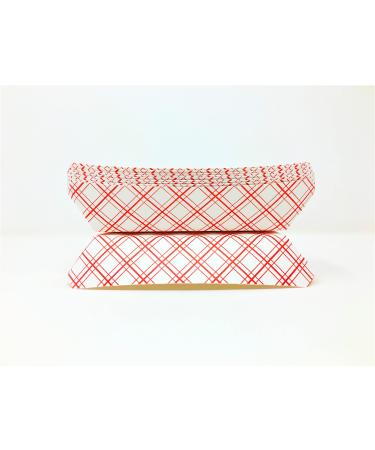 Mr. Miracle 7 Inch Paper Hot Dog Tray in Red White Pattern. Pack of 100. Disposable, Recyclable and Fully Biodegradable. Made in USA 100 Red / White