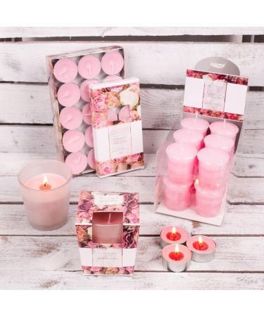 Pajoma Premium Rose Flowers Votive Candles - 12 Pieces 55g | Marble Design 17-Hour Burn Time | International Shipping Available - Buy Online on SooperMarket.com