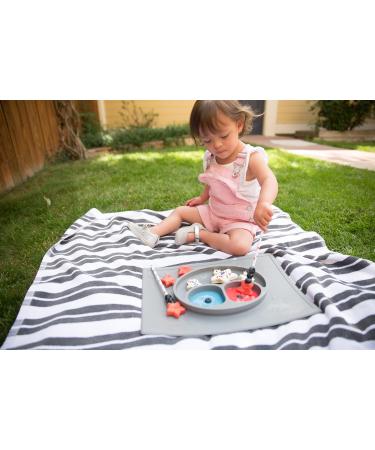 ezpz Happy Mat (Pewter) - Silicone Suction Plate for Toddlers & Preschoolers - Divided Dishwasher Safe Placemat - 24 Months - Buy Online on SooperMarket.com