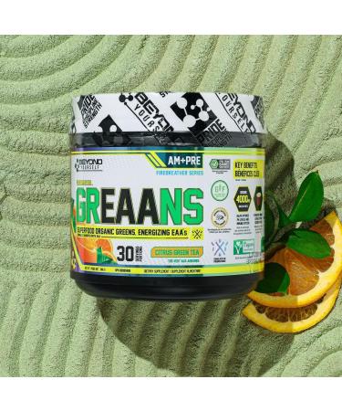 Beyond Yourself - GrEAAns Superfood Greens and EAA Blend | 4000mg Organic Superfood 2625mg Vegan EAAs | Sugar-Free Zero Calories No Synthetic Additives | Optimizes Health Performance and Recovery | Citrus Green Tea - Buy Online on SooperMarket.com