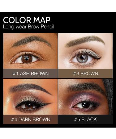 3 PCS Waterproof Long-Lasting Dark Brown Eyebrow Pencil Set - Natural Brow Makeup | Ultra Slim Defining Pencils 3pcs - Buy Online on SooperMarket.com