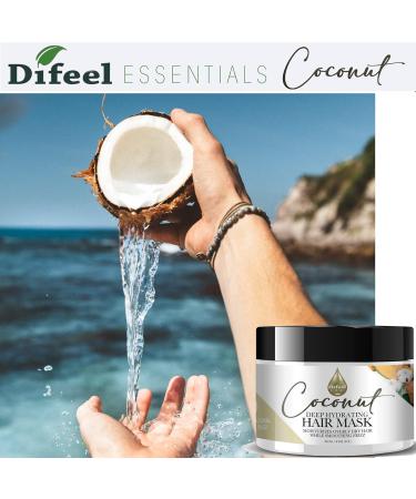 Difeel Essentials Hydrating Coconut Hair Mask 8 oz | Deep Moisturizer for Dry Hair Reduces Frizz 100% Natural Oils - International Shipping Available - Buy Online on SooperMarket.com