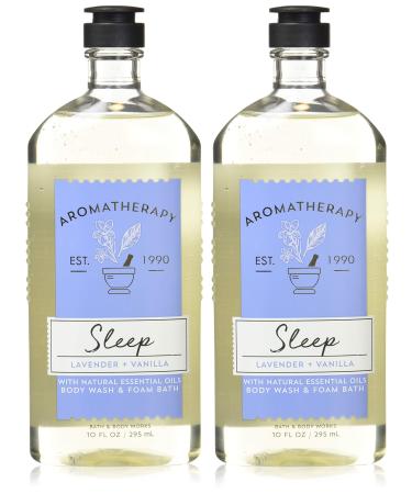 Bath and Body Works Aromatherapy Sleep Lavender Vanilla Body Wash Foam Bath 10 Ounces per bottle - 2 Pack Lavender Vanilla 10 Fl Oz (Pack of 2)