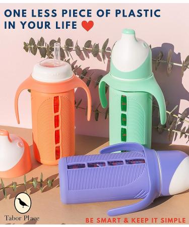 Set of 2 Glass Sippy Cups for Toddlers - The Luca | Mint Green & Indigo Purple | 8oz Spill-Proof Straw Cup | Silicone Straw | BPA-Free - Buy Online on SooperMarket.com