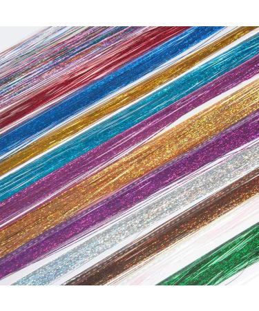 12 Colors Hair Lametta - 1800 Strands Glitter Hair Extensions for Women & Girls - 100cm Tinsel Highlights - Buy Online on SooperMarket.com