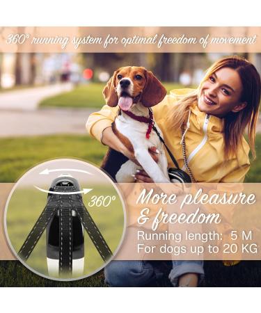 Buy Bluzelle 5m Roller Leash with Reflector Strips for Small Dogs | Ergonomic One-Hand Brake 360 Carabiner Hook Nylon Belt - Ideal for Dogs up to 20kg - Buy Online on SooperMarket.com