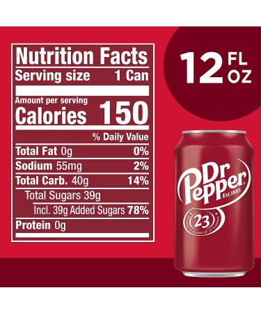 Dr Pepper Soda 12 fl oz Cans 12 Pack - Original Refreshing Beverage - Buy Online on SooperMarket.com