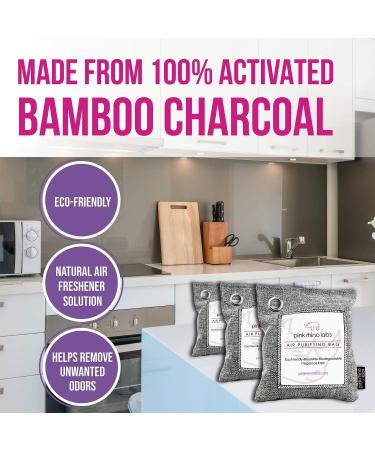 Nature Fresh Premium Bamboo Charcoal Air Purifying Bag - Kid and Pet Friendly Odor Eliminator - 4 Pack 200g Grey w/White Label - Activated Charcoal by Pink Rhino Labs - Buy Online on SooperMarket.com