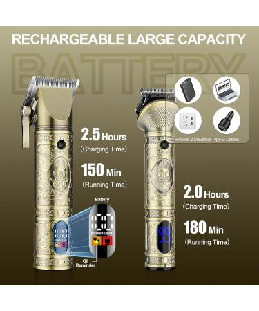 Suttik Professional Hair Clippers for Men 3 in 1 Beard Trimmer/Nose Hair Trimmer/Electric Shaver Clippers and Trimmers Set USB Rechargeable Grooming Kit Mens Gifts Gold1 - Buy Online on SooperMarket.com