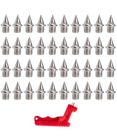 NTCL 40 PCs Spike-N gel Sports Shoes Spike Replacement Dorns Shoe Field Spikes Outdoor Spike Key Training Stinger Screw Small with Wrench for hurdle high jump sprint long jump athletics silver