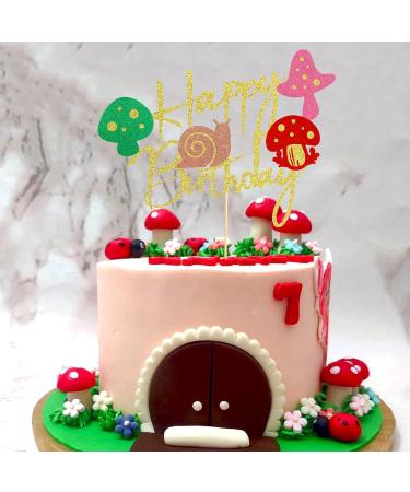 Arthsdite 1Pc Mushroom Cake Topper Mushroom Birthday Cake Decorations for Girls Boys Mushroom Snail Happy Birthday Decorations Theme Party Supplies - Buy Online on SooperMarket.com