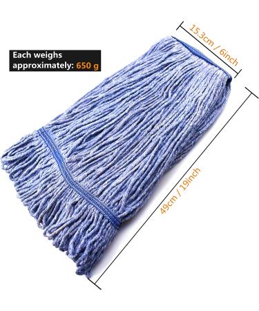 String Mop Heads Replacement Heavy Duty Commercial Grade Blue Cotton Looped End Wet Industrial Cleaning Mop Head Refills (3  Large) 3 Pieces Large (Pack of 3) - Buy Online on SooperMarket.com
