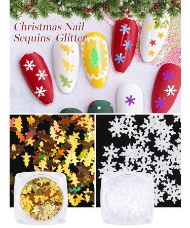Ebanku 8 Boxes Christmas Nail Art Sequin Snowflakes Glitter | Holographic Christmas Nail Flakes & DIY Decorations - Buy Online on SooperMarket.com
