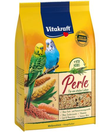 Vitastropic Sittich pearl bird feed for budgies with seeds and grain enriched with herbs in the recoverable bag without added sugar (1x 500g) 500 g (1 Pack)