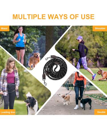 Adjustable Reflective Dog Leash for Large & Medium Dogs - 3M Nylon Lead with Double Carabiner Hooks - Buy Online on SooperMarket.com