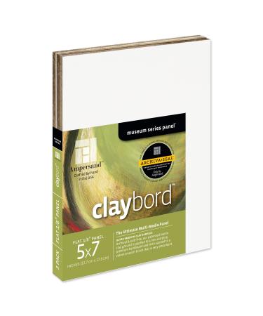 Ampersand Art Supply Wood Painting Panel: Museum Series Claybord, 1/8 Inch Depth, 5X7, Pack of 3