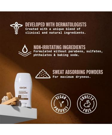 Carpe Underarm Antiperspirant Deodorant Advanced Sweat & Odor Protection Formula - Deodorant for Men & Women - Helps to Combat Excessive Sweating with Odor Control - Sandalwood (Pack of 2) Sandalwood 1.69 Fl Oz (Pack of 2) - Buy Online on SooperMarket.com
