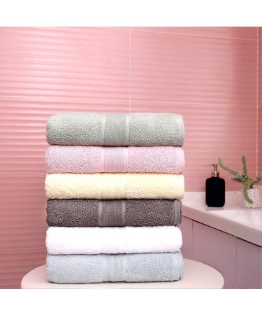 Aibaser Bamboo Cotton Bath Towels - 27x54 inch - 6 Piece Set - Ultra Absorbent - White Bath Towels - Buy Online on SooperMarket.com