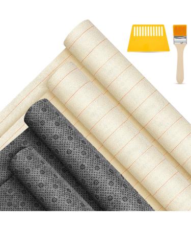 2 Pcs 79x59 Large Tufting Cloth for Rugs and 2 Pcs 71x39 Non Slip Final Backing Tufting Cloth with Marked Lines Primary Tufting Cloth Rug Tufting Kit for Tufting Gun Punch Needle DIY Rug Tufting Art
