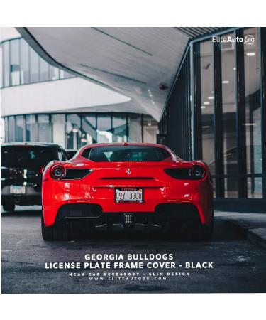 Georgia Bulldogs License Plate Frame Cover Black Slim Design 12.25 x 6.25 | EliteAuto3K Perfect Gift for Sports Fans - Buy Online on SooperMarket.com
