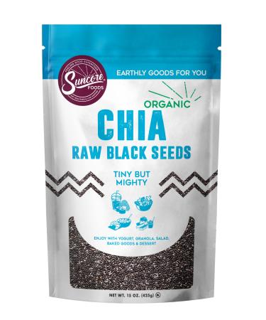 Suncore Foods Organic Raw Black Chia Seeds, Gluten-Free, Non-GMO, Kosher, 15oz (1 Pack)