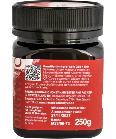 Manuka Honey MGO 400+ BIO 250 g - TRANZALPINE - Buy Online on SooperMarket.com