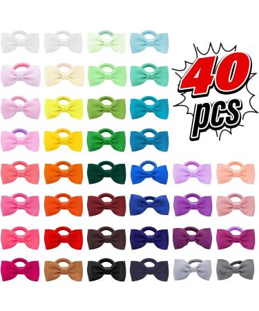40 Pcs Hair Bows for Girls - Elastic Hair Bands Hair Accessories for Baby Kids Toddler Girls - Buy Online on SooperMarket.com