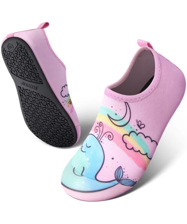 SEEKWAY Kids Water Shoes Toddler Boys Girls Quick Dry Non-Slip Aqua Socks for Outdoor Sports Pool Swim Beach Walking 5-6 Toddler Rainbow Whale