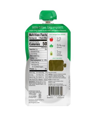 Plum Organics Stage 2 Baby Food - Organic Apple, Spinach & Avocado, 3.5 oz Pouch - Buy Online on SooperMarket.com