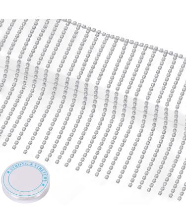 Rhinestone Fringe Rhinestone Trim Rhinestone Tassel Trim Rhinestone Chain Belt Diamond Fringe Trim with 1 Roll Crystal String for Sewing Craft Jeans Wedding Dress Jewelry DIY D cor (1 Yard  Silver)