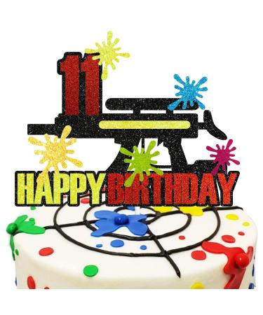 11th Paintball Birthday Cake Topper - Shooting War Party Decorations for Paintball Themed Party Boys and Girls alike